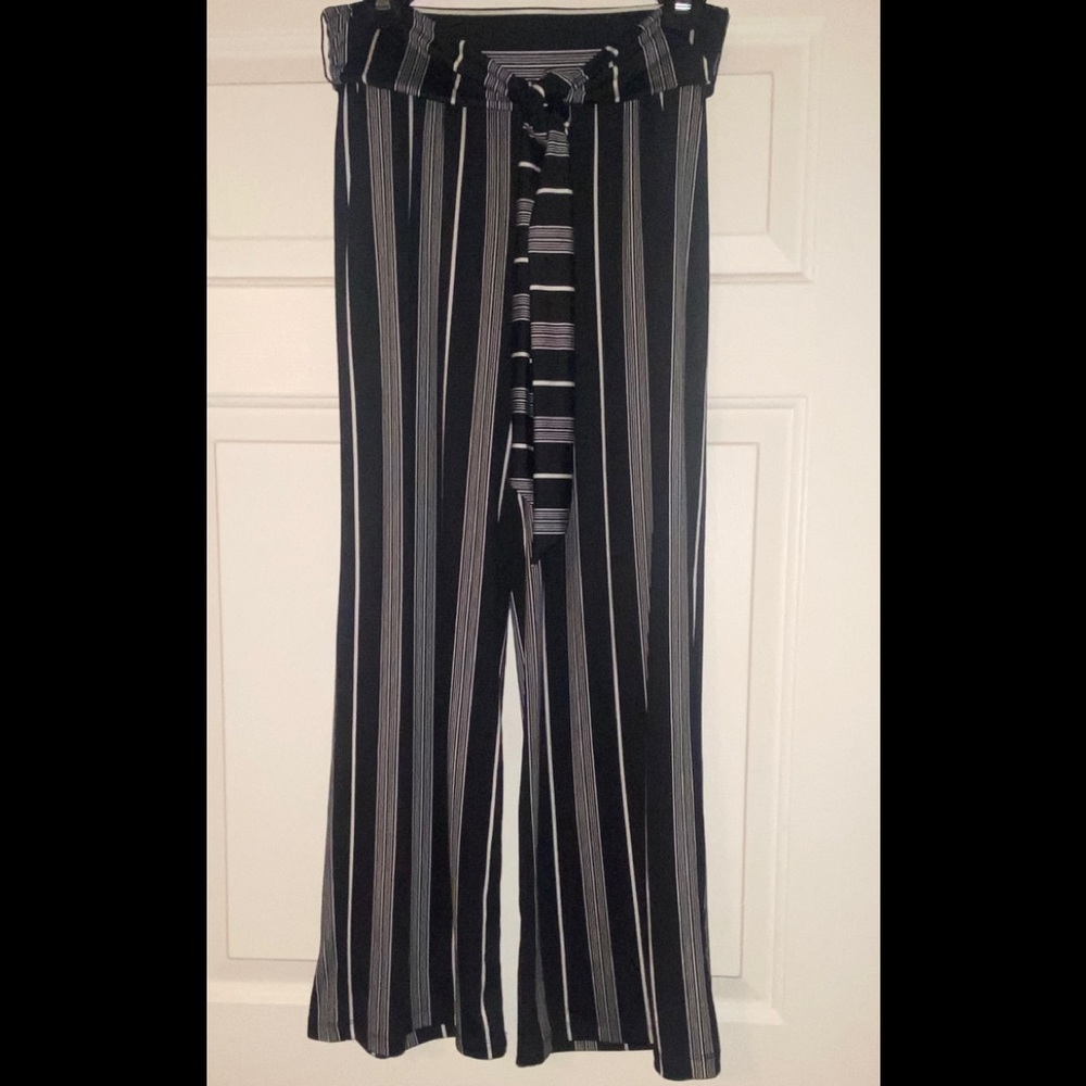 NWT Cato Est. 1946 Woman Belted Pull-On Palazzo Wide Leg Stripped XSP